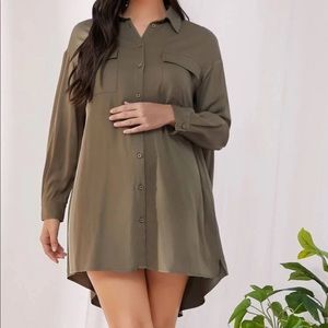 MATERNITY high low shirt dress olive green boho